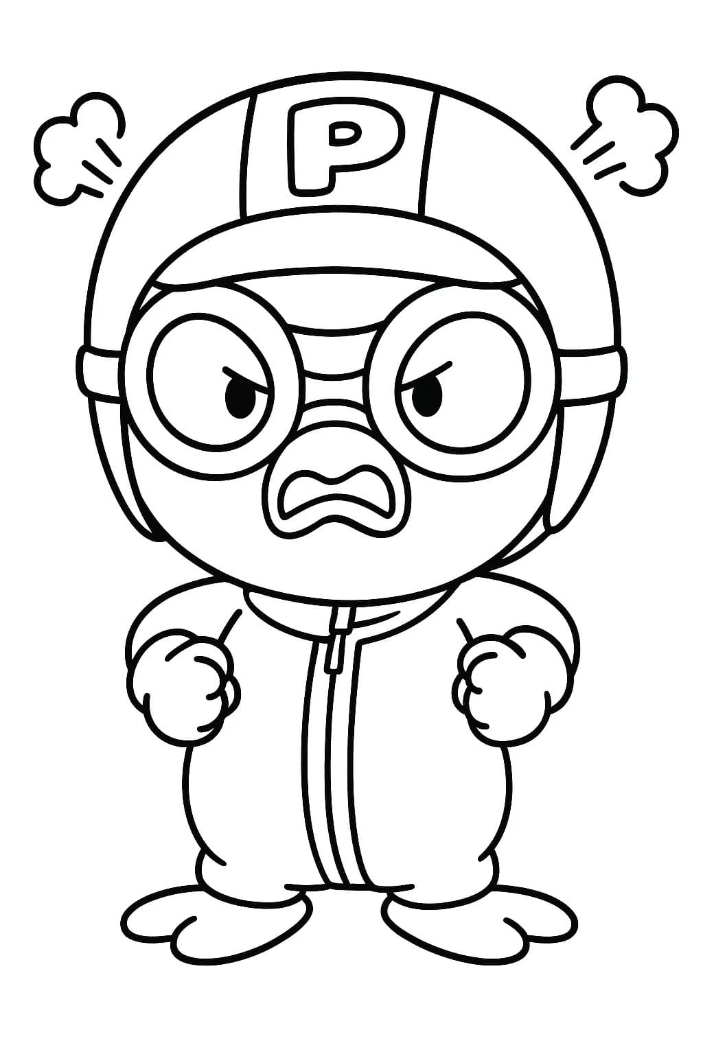 Fise de colorat cu Pororo uşor la copii