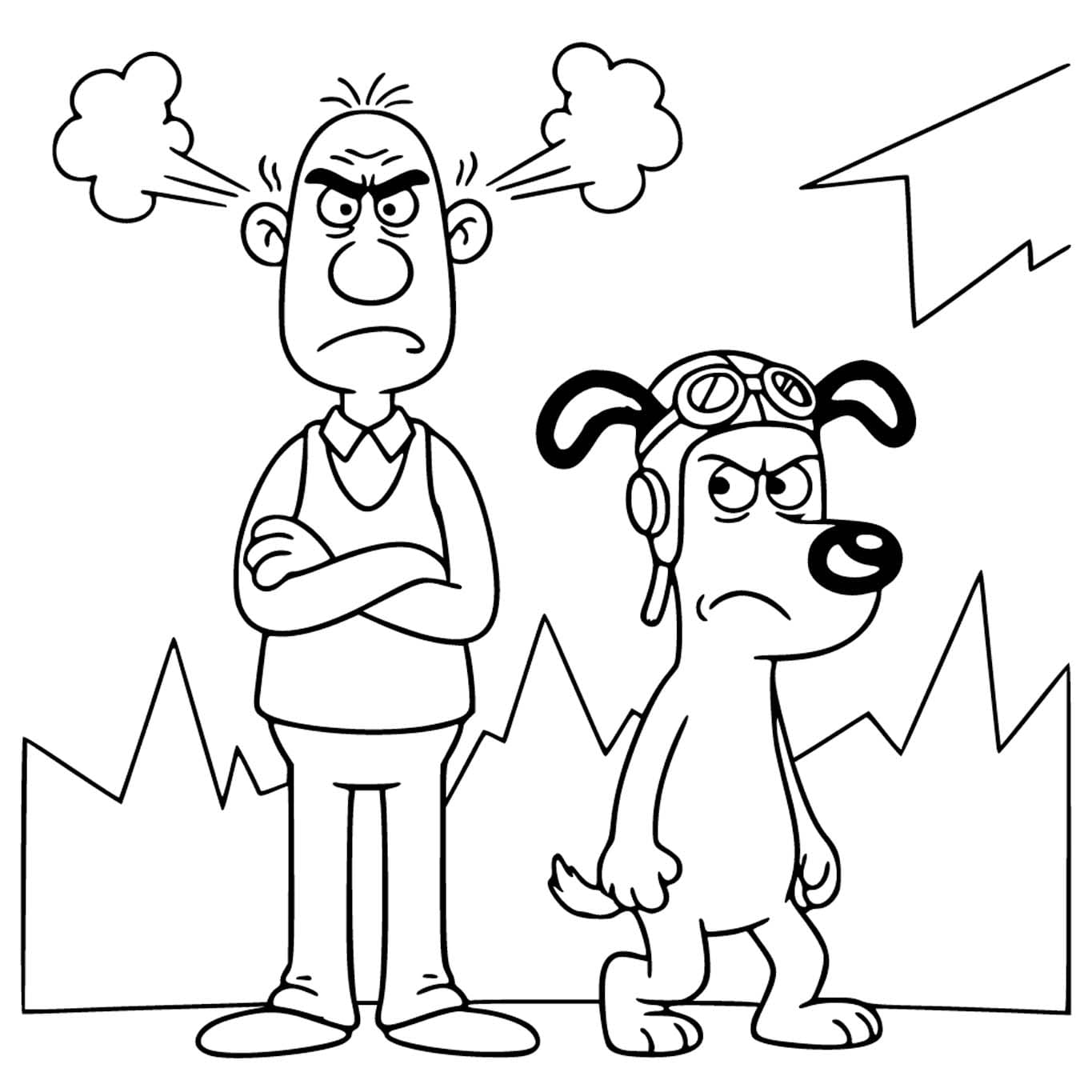 Fise de colorat cu Wallace și Gromit gratuit imprimabile pentru copii