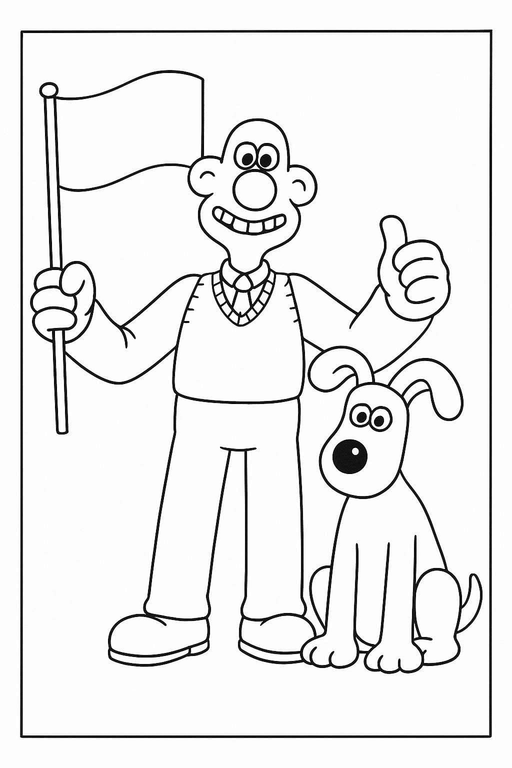 Fise de colorat cu Wallace și Gromit imprimabil simplu