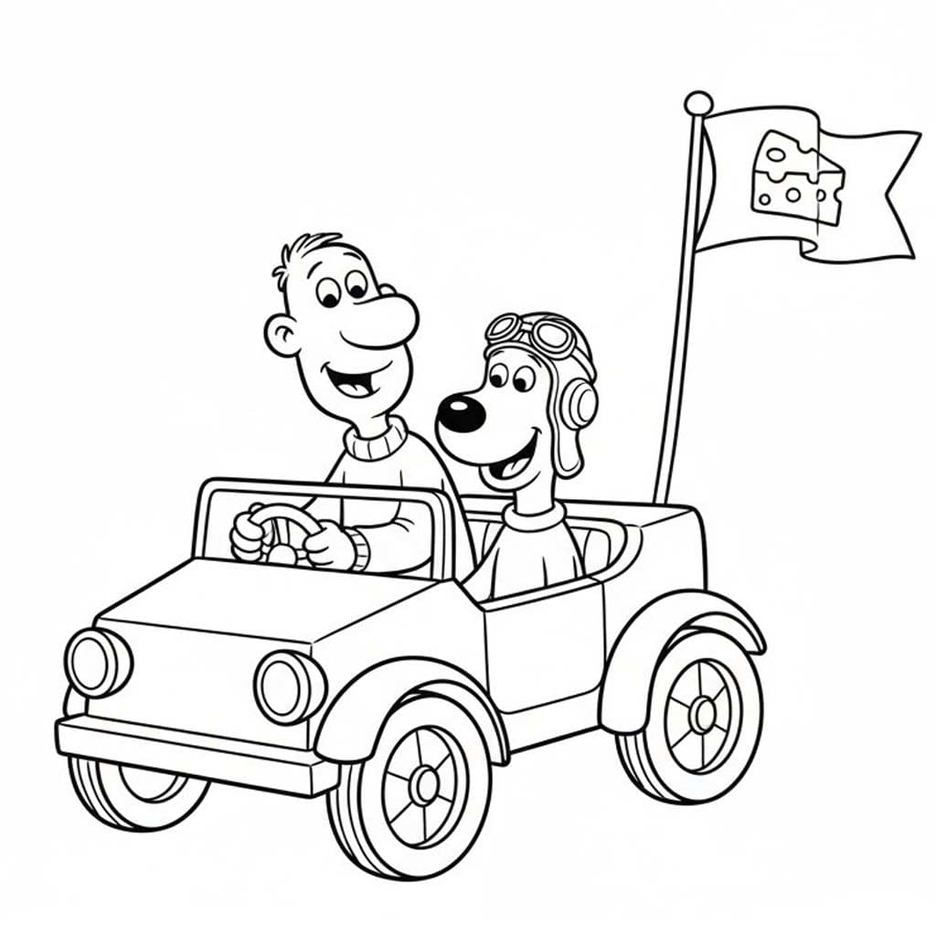 Fise de colorat cu Wallace și Gromit imprimabile pentru copii