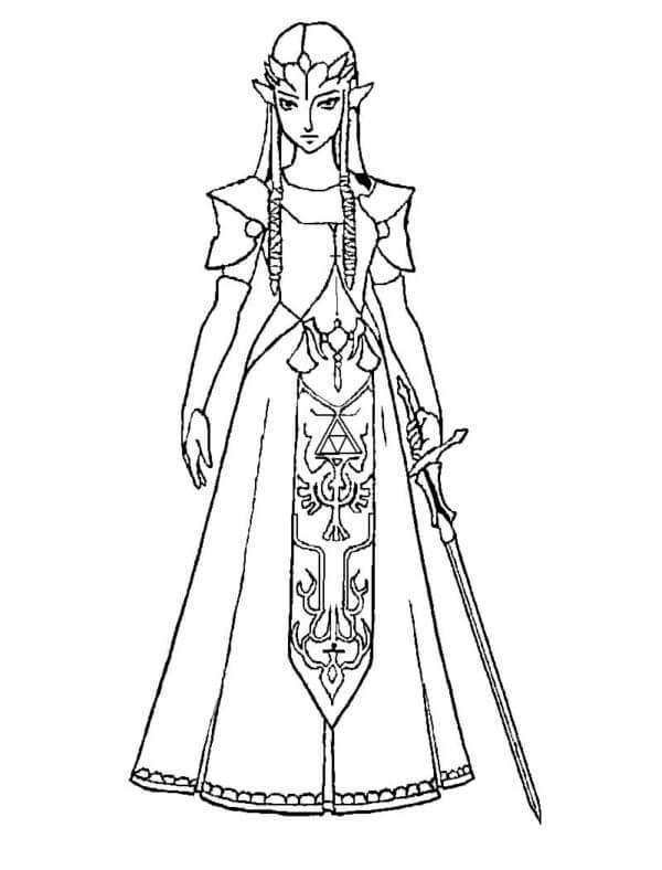 Fise de colorat cu Zelda uşor la copii