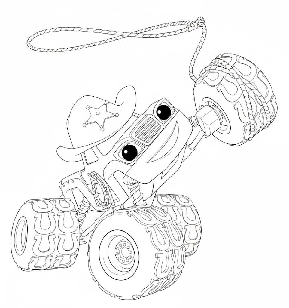 Fise de colorat cu Blaze și mașinile uriașe 1