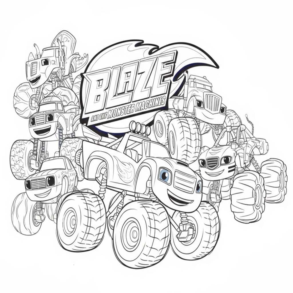 Fise de colorat cu Blaze și mașinile uriașe 3