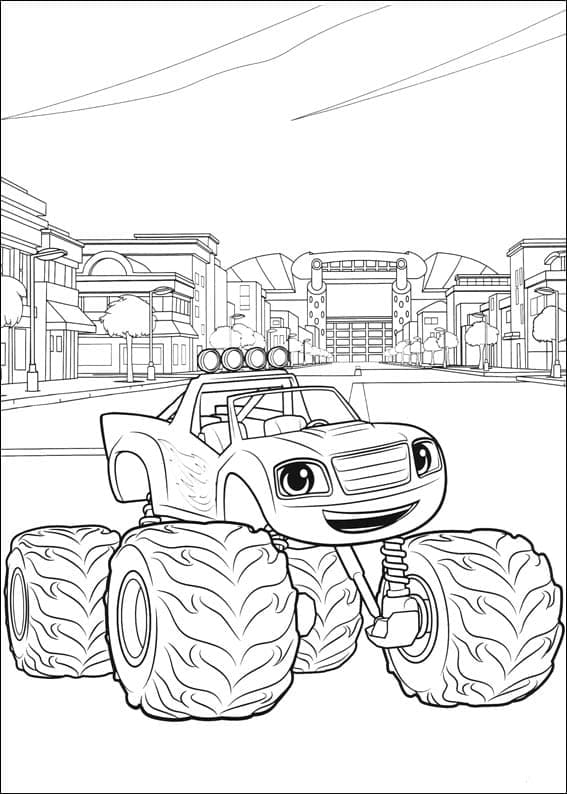 Fise de colorat cu Blaze și mașinile uriașe gratuit uşor