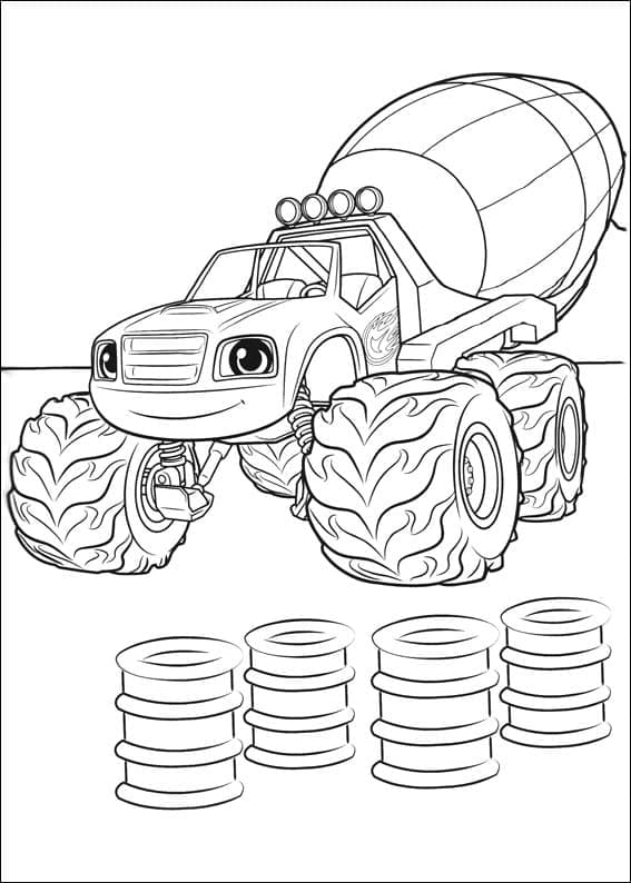 Fise de colorat cu Blaze și mașinile uriașe gratuit