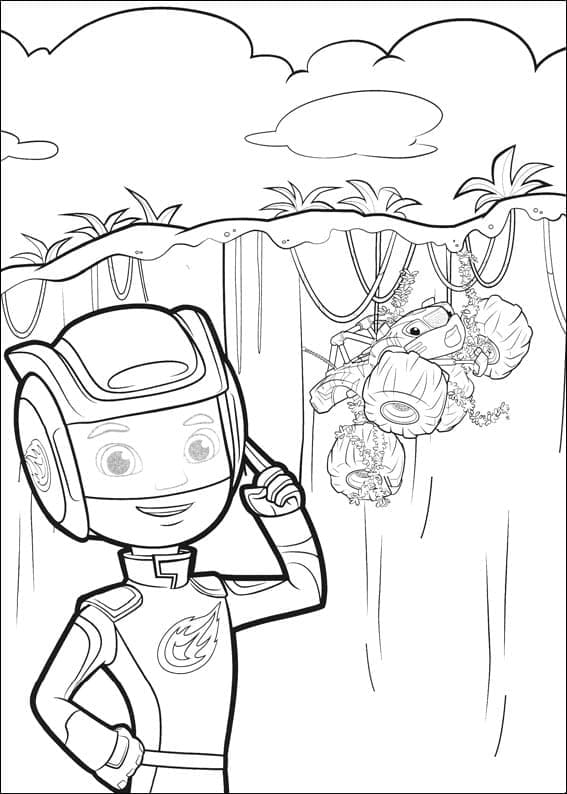 Fise de colorat cu Blaze și mașinile uriașe imprimabil bazic