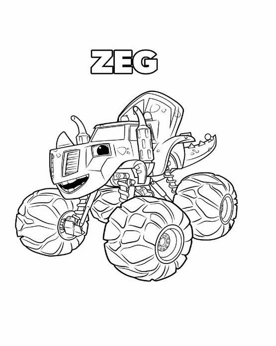 Fise de colorat cu Desenează Blaze și mașinile uriașe gratuit pentru copii