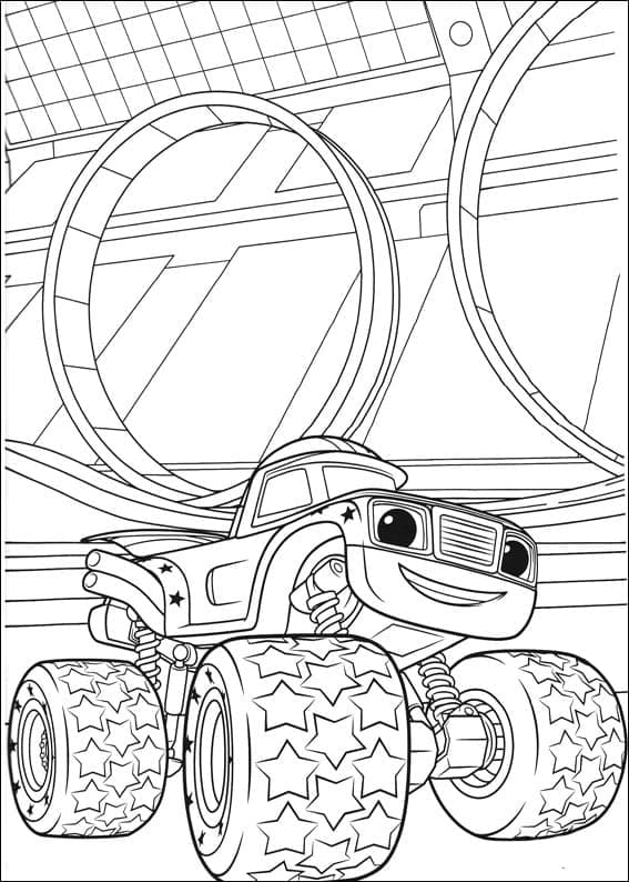 Fise de colorat cu Desenează Blaze și mașinile uriașe imprimabil bazic