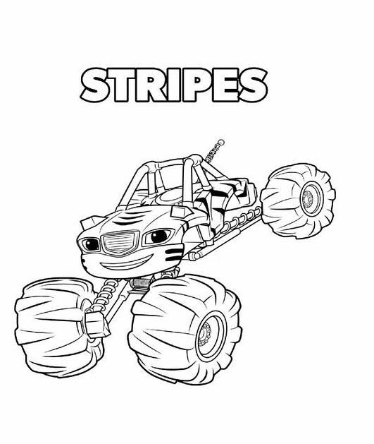 Fise de colorat cu Desenează Blaze și mașinile uriașe imprimabil pentru copii