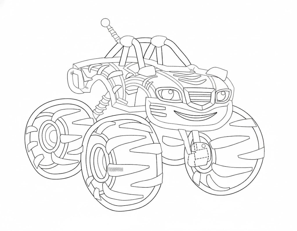Fise de colorat cu Desenează Blaze și mașinile uriașe