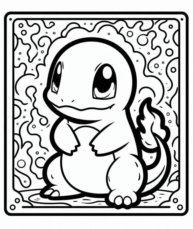 Fise de colorat cu Desenează Carte Pokemon Charmander