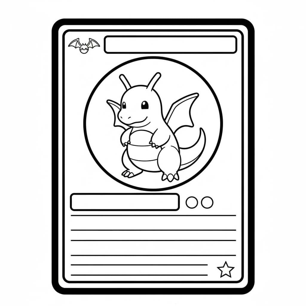 Fise de colorat cu Desenează Carte Pokemon Dragonite