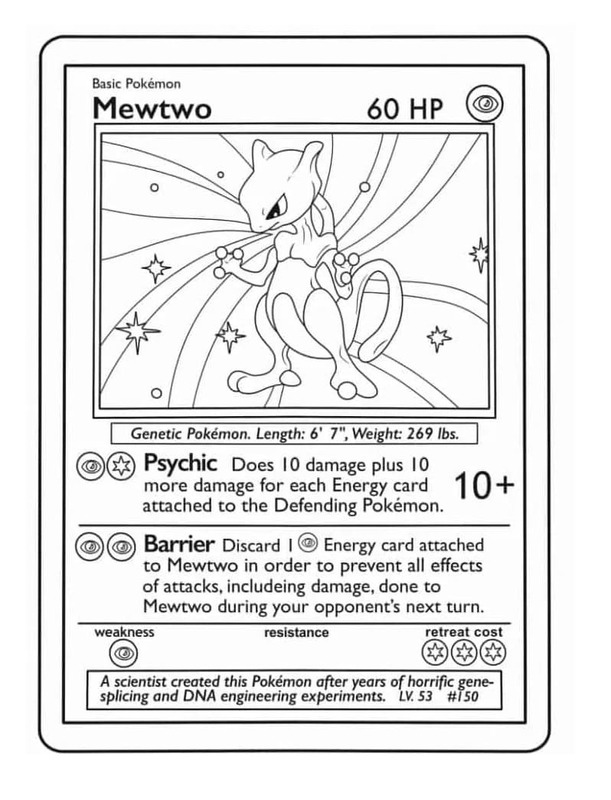 Fise de colorat cu Desenează Carte Pokemon Mewtwo