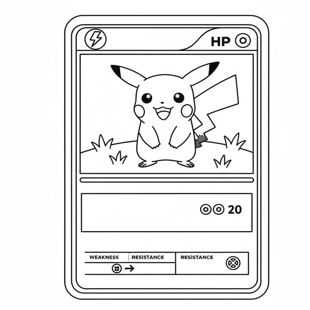 Fise de colorat cu Desenează Carte Pokemon Pikachu