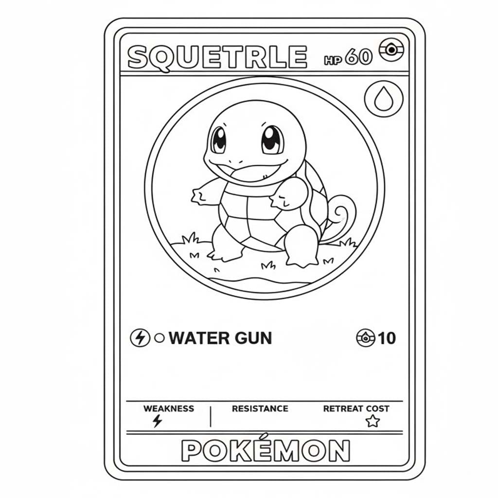 Fise de colorat cu Desenează Carte Pokemon Squirtle