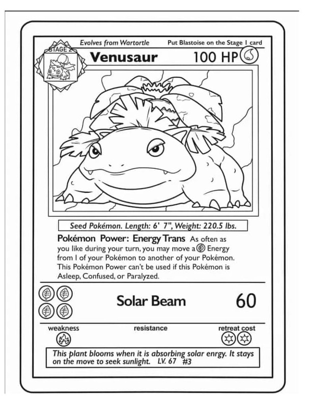 Fise de colorat cu Desenează Carte Pokemon Venusaur