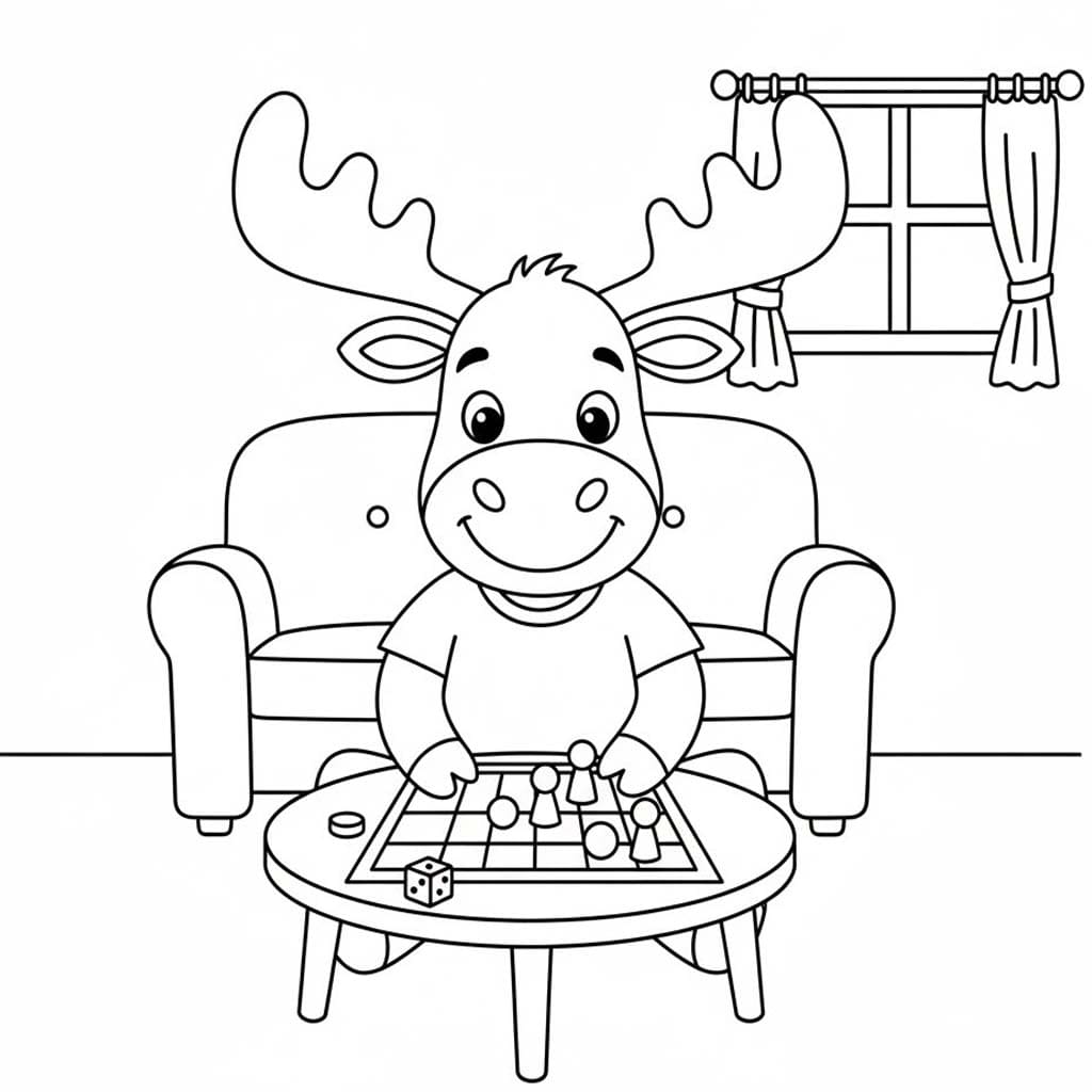 Fise de Colorat cu Desenează Elan simplu