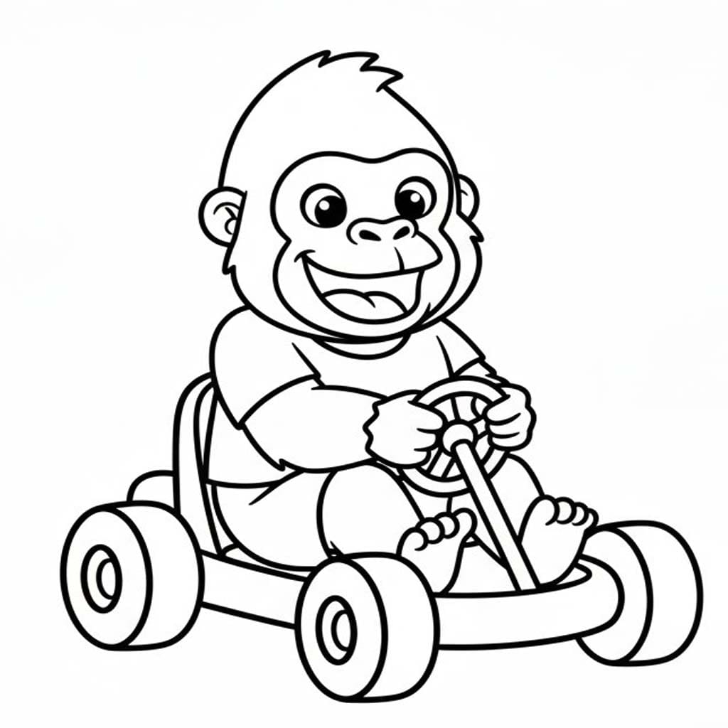 Fise de colorat cu Desenează Gorila 1