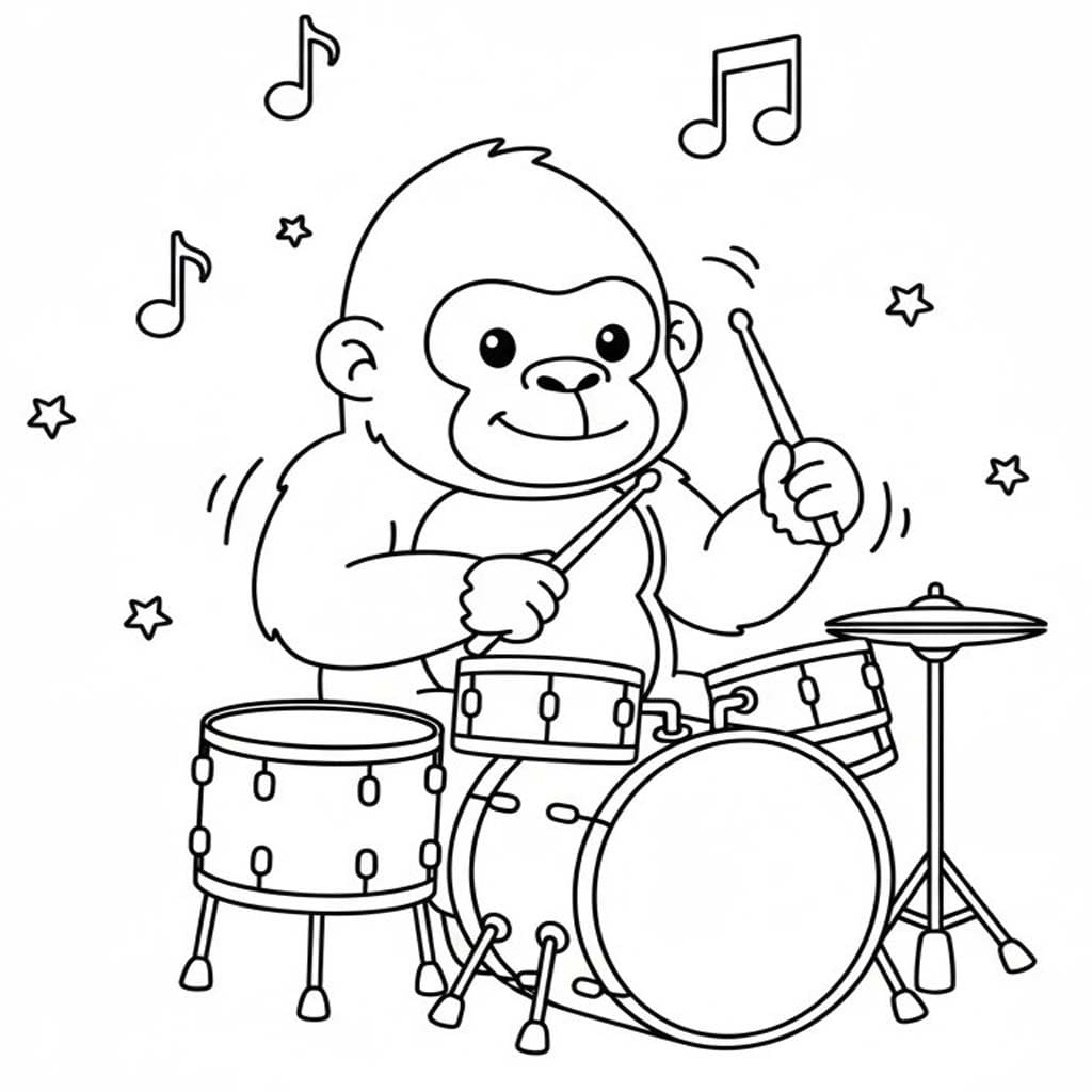 Fise de colorat cu Desenează Gorila 2