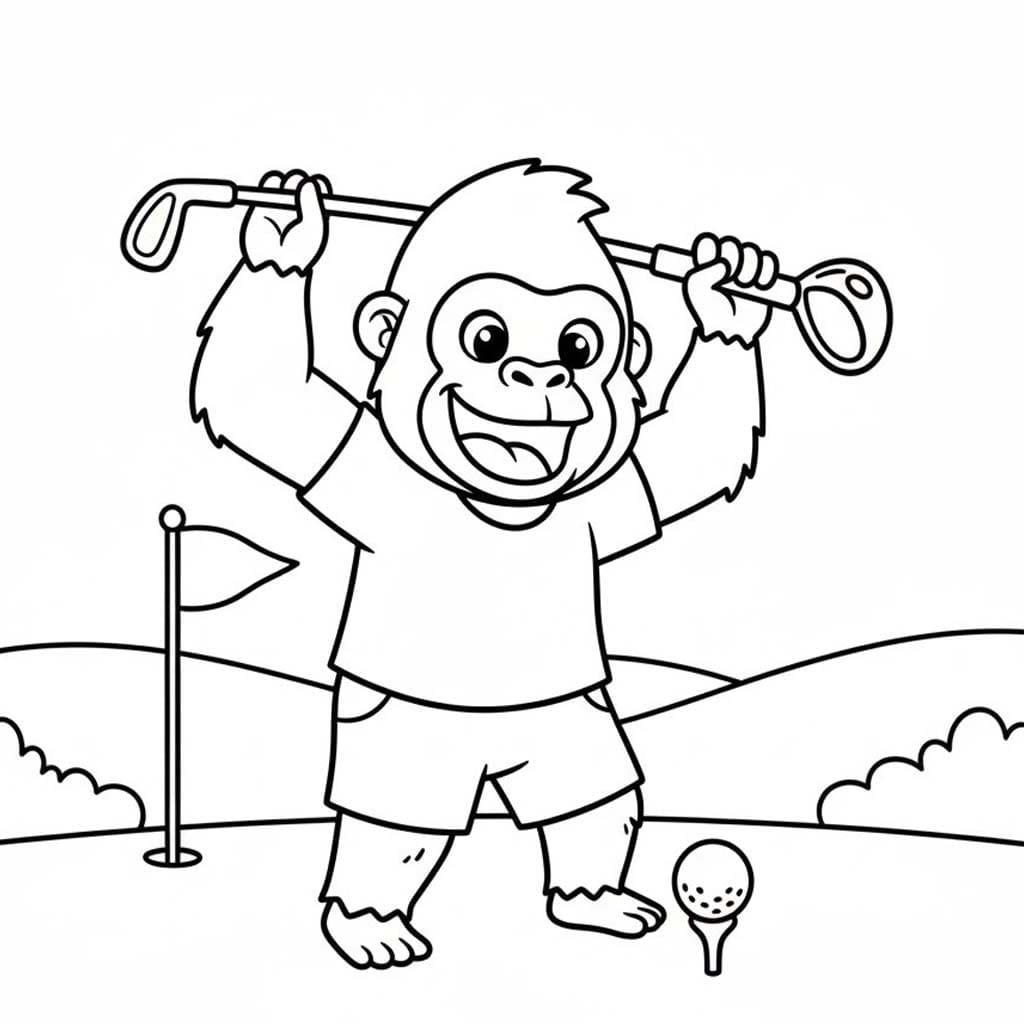 Fise de colorat cu Desenează Gorila 4