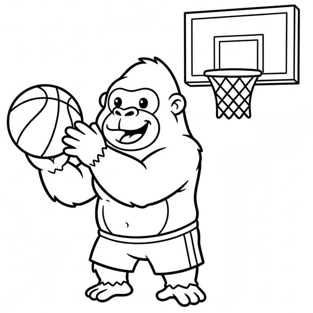 Fise de colorat cu Desenează Gorila 5