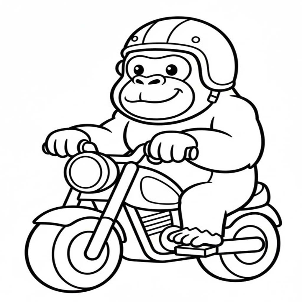 Fise de colorat cu Desenează Gorila 6