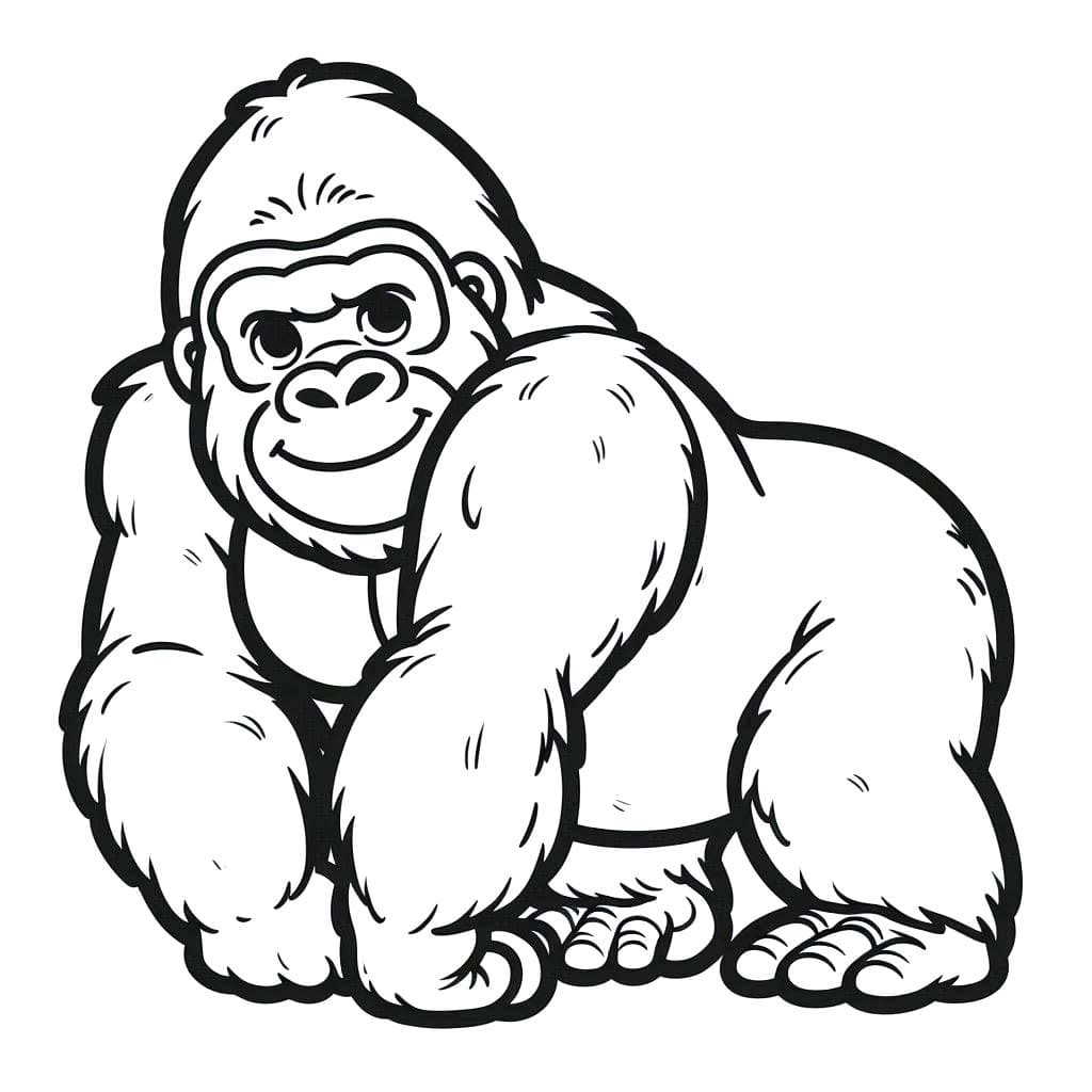 Fise de colorat cu Desenează Gorila imprimabil gratuit uşor