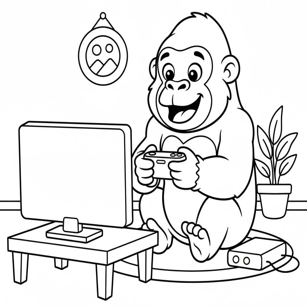 Fise de colorat cu Desenează Gorila imprimabil