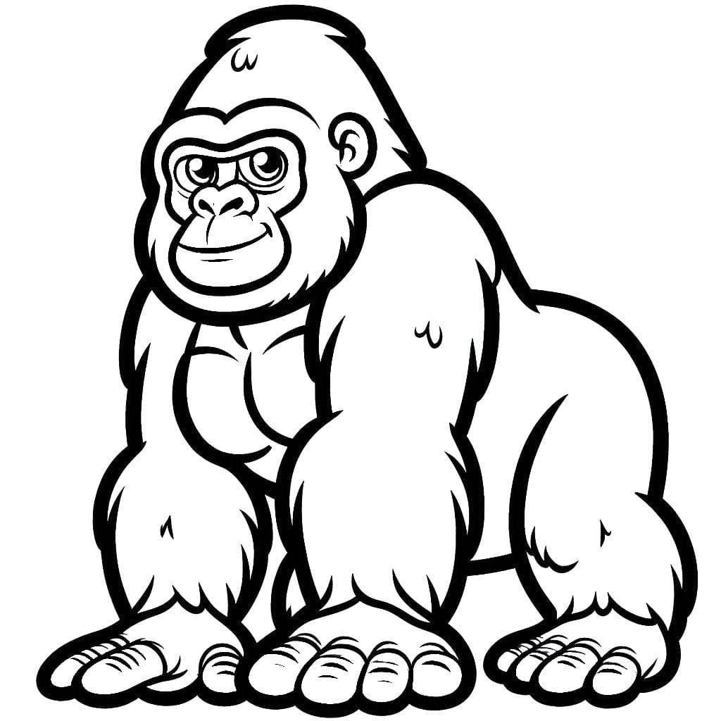 Fise de colorat cu Desenează Gorila uşor