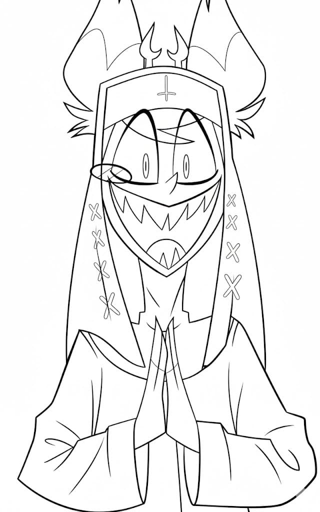 Fise de Colorat cu Desenează Hazbin Hotel imprimabil gratuit bazic