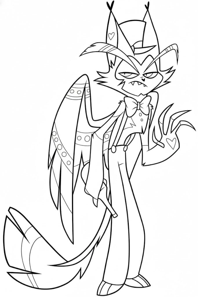 Fise de Colorat cu Desenează Hazbin Hotel imprimabil gratuit simplu