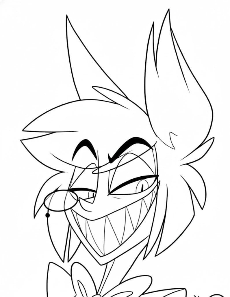 Fise de Colorat cu Desenează Hazbin Hotel imprimabil gratuit uşor