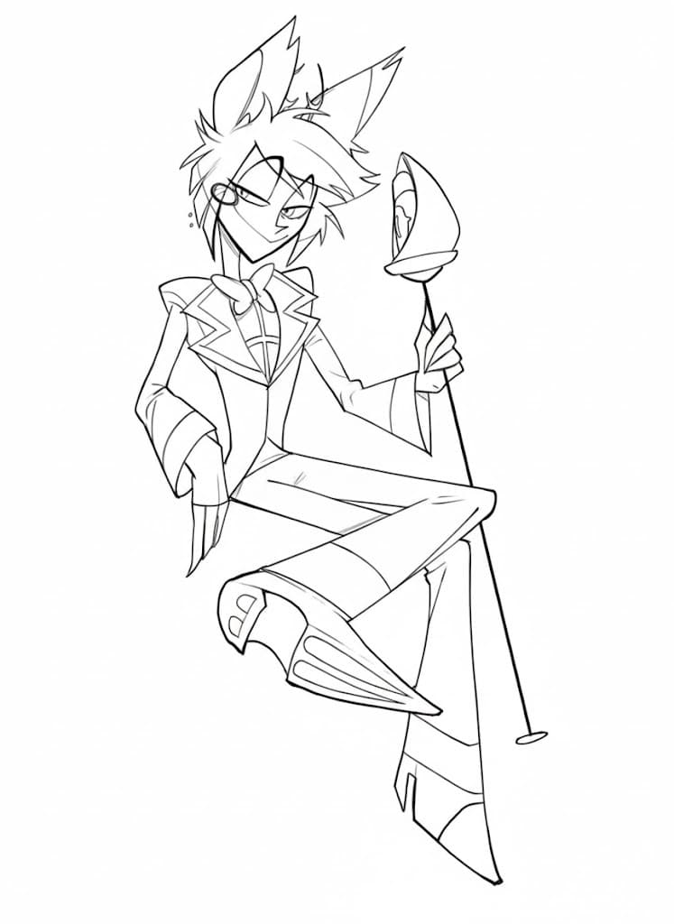 Fise de Colorat cu Desenează Hazbin Hotel imprimabil gratuit