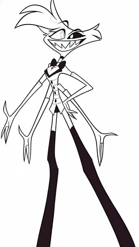 Fise de Colorat cu Desenează Hazbin Hotel imprimabil pentru copii