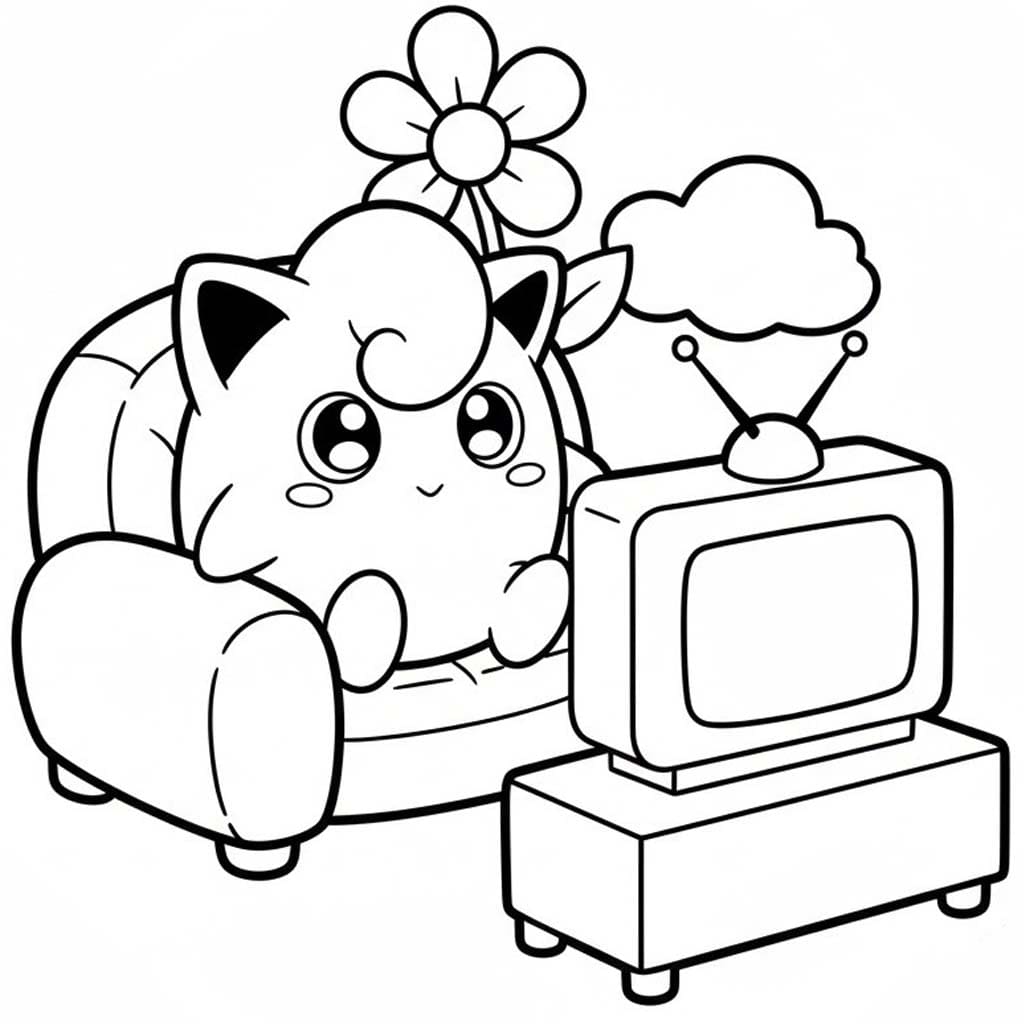 Fise de colorat cu Desenează Jigglypuff bazic