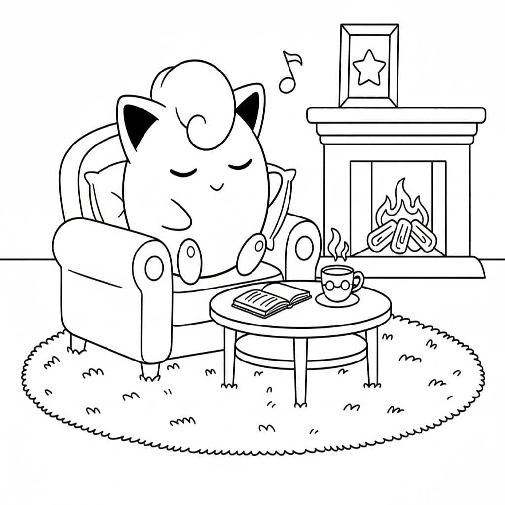 Fise de colorat cu Desenează Jigglypuff gratuit pentru copii