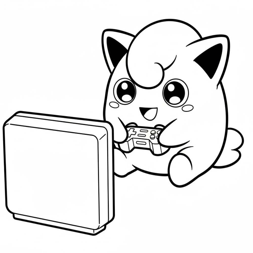 Fise de colorat cu Desenează Jigglypuff pentru copii