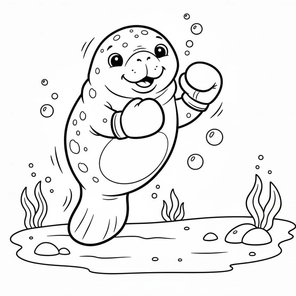 Fise de colorat cu Desenează Lamantin 1