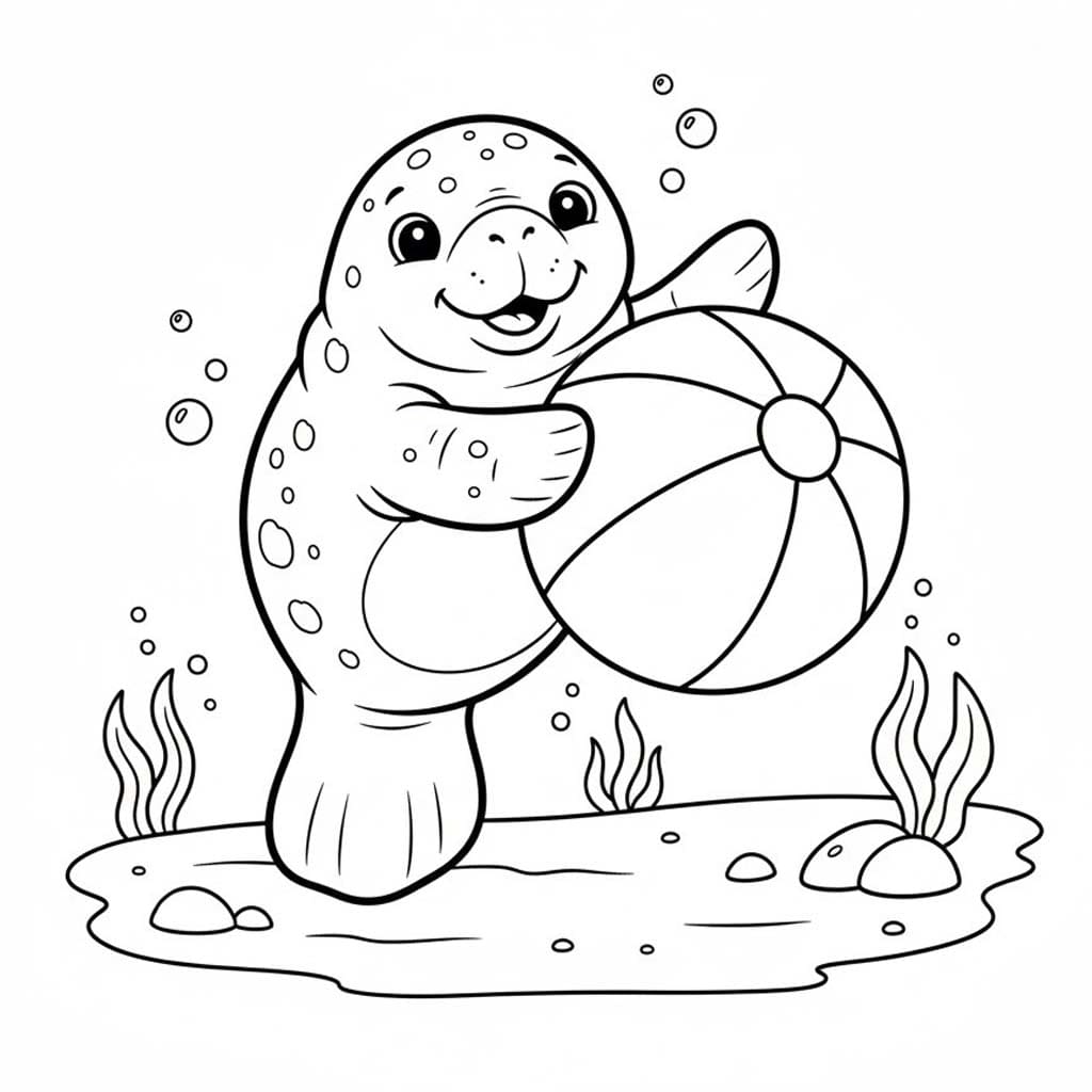 Fise de colorat cu Desenează Lamantin 2