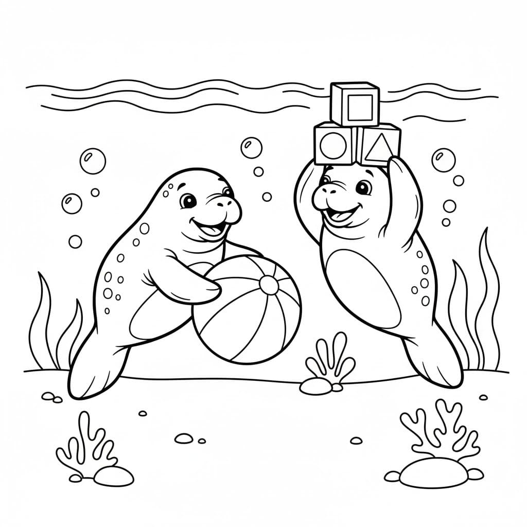 Fise de colorat cu Desenează Lamantin 3