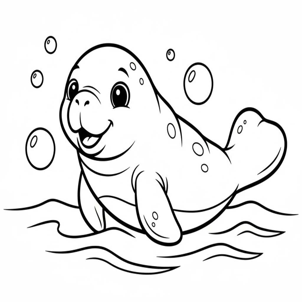 Fise de colorat cu Desenează Lamantin 4