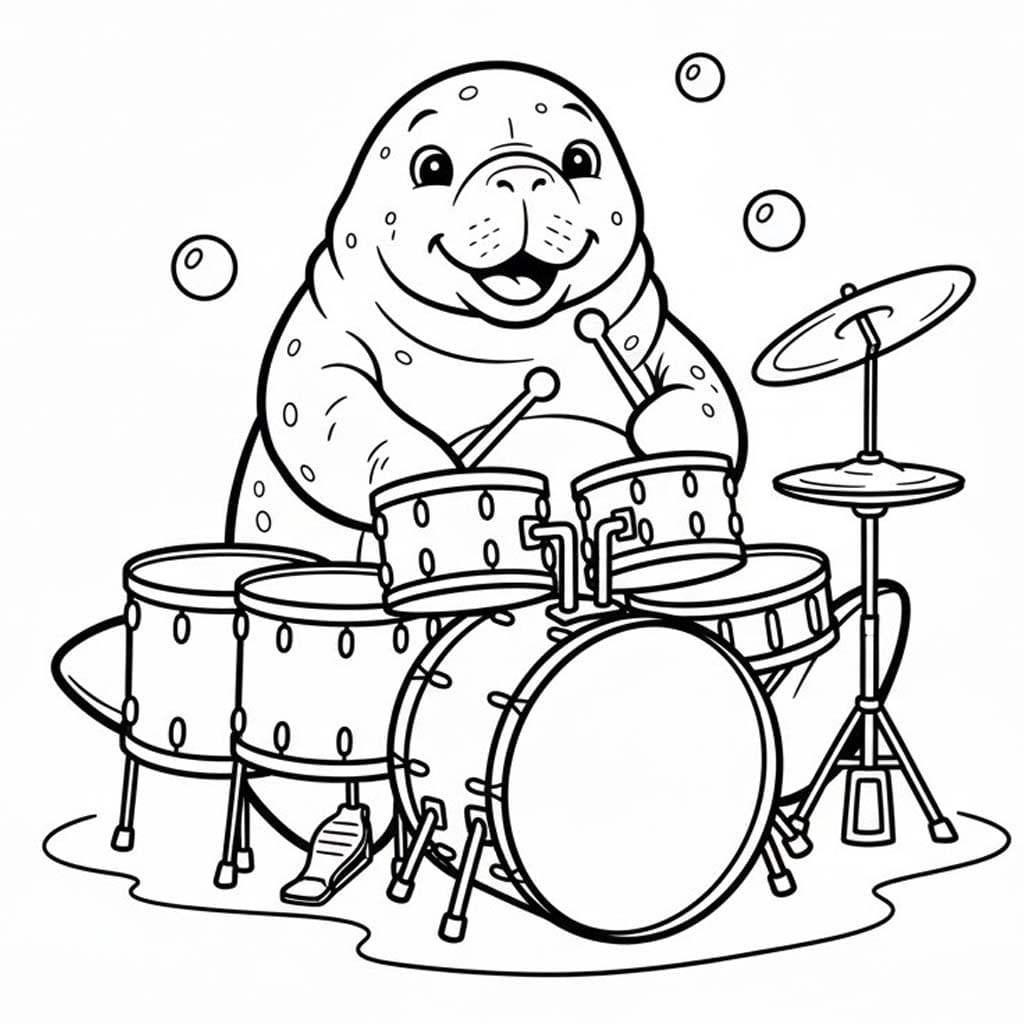 Fise de colorat cu Desenează Lamantin 5