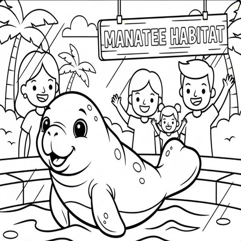 Fise de colorat cu Desenează Lamantin 6