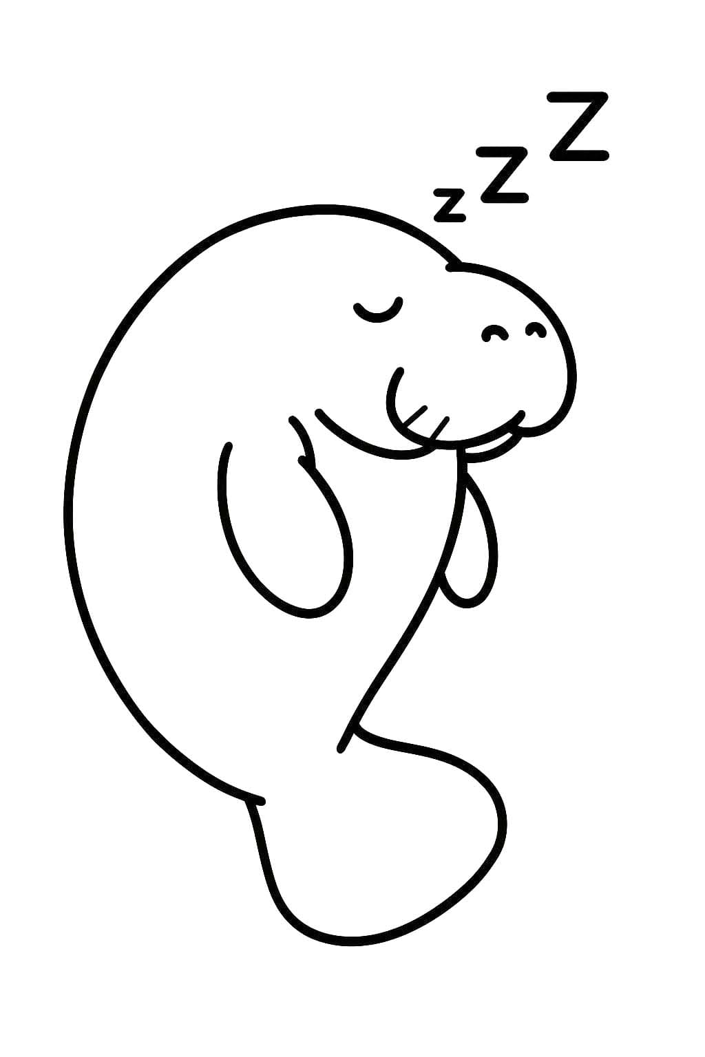 Fise de colorat cu Desenează Lamantin gratuit simplu