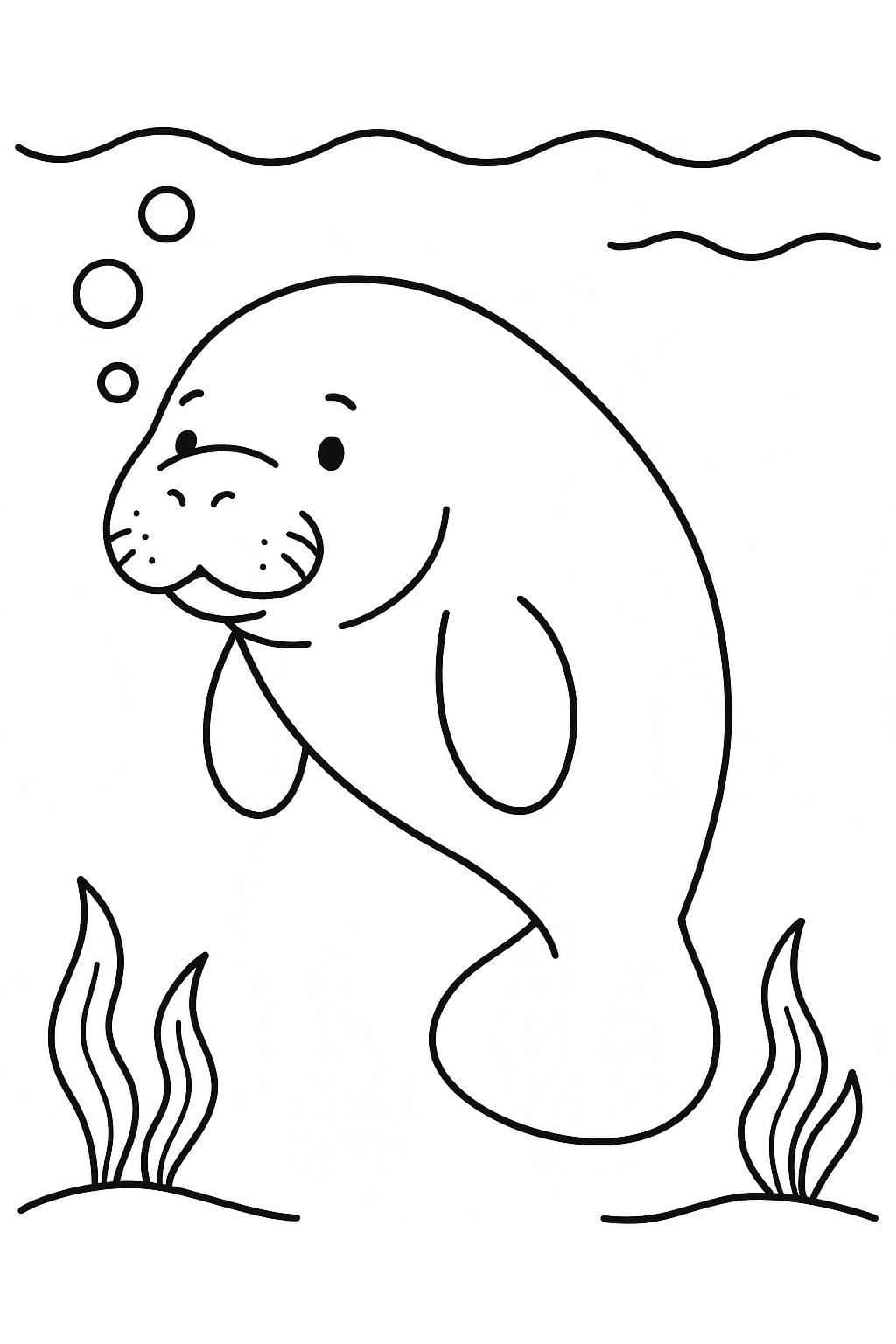 Fise de colorat cu Desenează Lamantin gratuit uşor