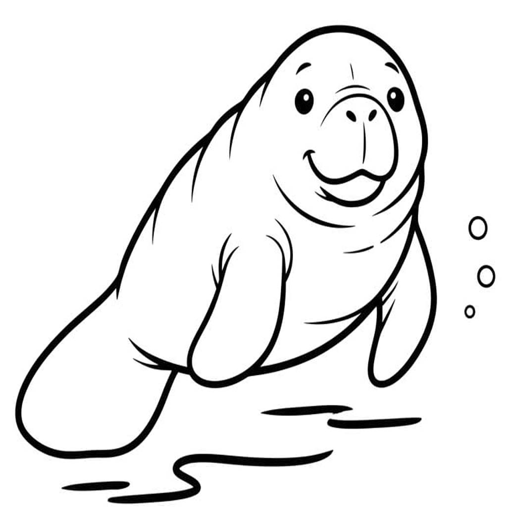 Fise de colorat cu Desenează Lamantin imprimabil bazic