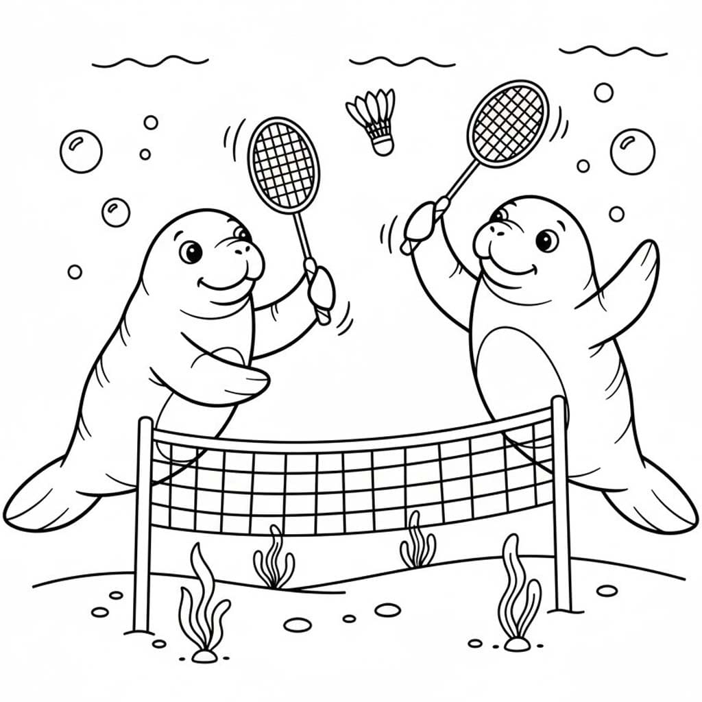 Fise de colorat cu Desenează Lamantin imprimabil gratuit