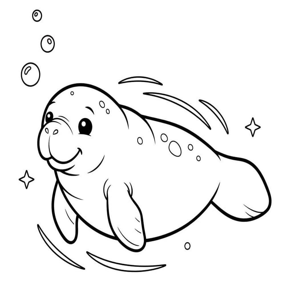 Fise de colorat cu Lamantin