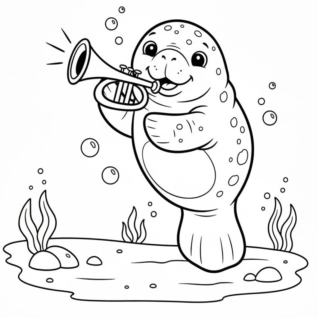 Fise de colorat cu Desenează Lamantin imprimabil