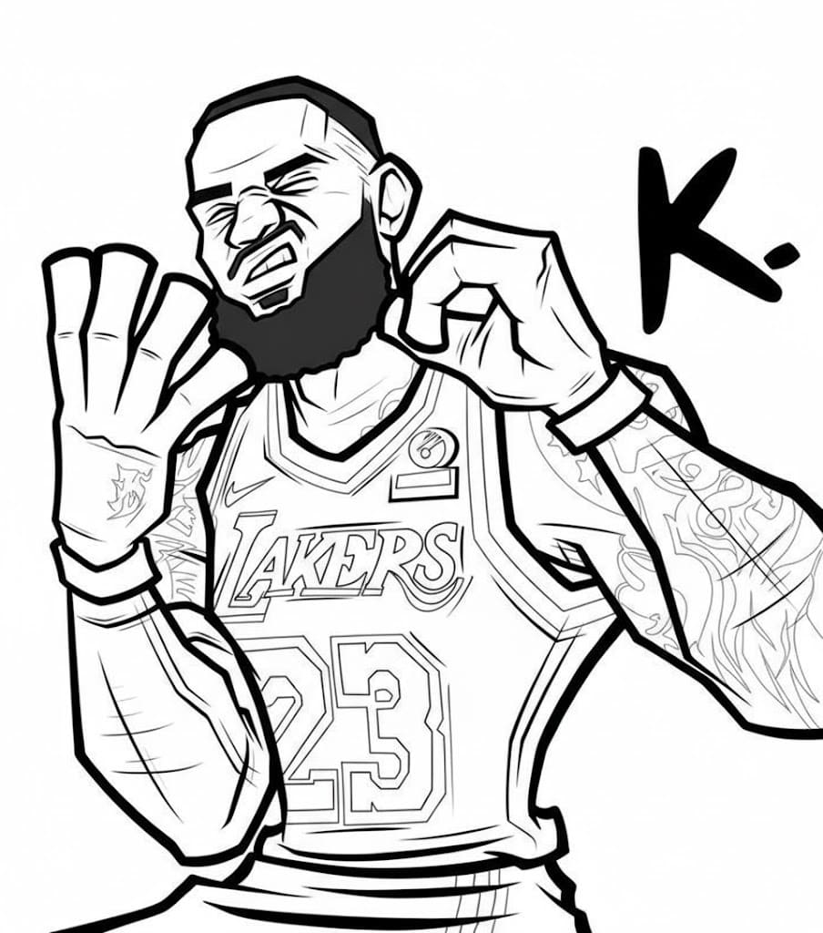 Fise de colorat cu Desenează Lebron James 3